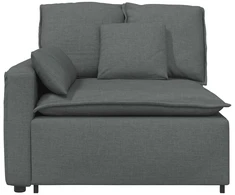 Modulinė sofa su porankiu ir pagalvėlėmis, tamsiai pilka, 100 cm