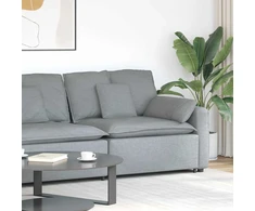 Modulinė sofa su porankiu ir pagalvėlėmis, šviesiai pilka, 100 cm