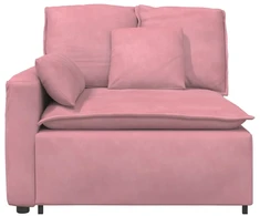 Modulinė sofa su porankiu ir pagalvėlėmis, rožinė, 100 cm