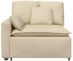 Modulinė sofa su porankiu ir pagalvėlėmis, kreminės spalvos, 100 cm