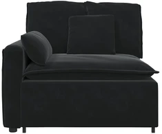Modulinė sofa su porankiu ir pagalvėlėmis, juoda, 100 cm