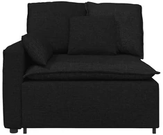 Modulinė sofa su porankiu ir pagalvėlėmis, juoda, 100 cm