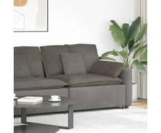 Modulinė sofa su porankiu ir pagalvėlėmis, šviesiai pilka, 100 cm