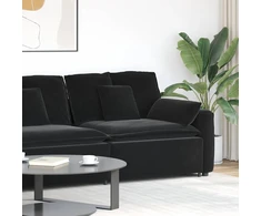 Modulinė sofa su porankiu ir pagalvėlėmis, juoda, 100 cm