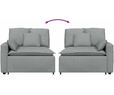 Modulinė sofa su porankiu ir pagalvėlėmis, šviesiai pilka, 100 cm
