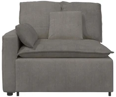 Modulinė sofa su porankiu ir pagalvėlėmis, šviesiai pilka, 100 cm