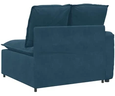 Modulinė sofa su porankiu ir pagalvėlėmis, mėlyna, 100 cm