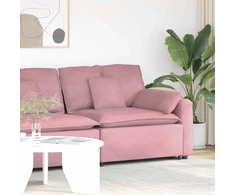 Modulinė sofa su porankiu ir pagalvėlėmis, rožinė, 100 cm