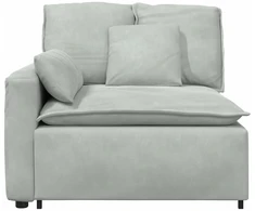 Modulinė sofa su porankiu ir pagalvėlėmis, šviesiai pilka, 100 cm