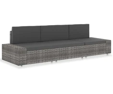 Modulinė trivietė sofa, pilkos spalvos, poliratanas
