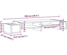 Laikiklis Monitoriaus stovas su vieta daiktams, pilkas, 100x27x15cm