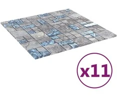 Mozaikos plytelė 11 pcs Pilka ir mėlyna 50 x 50 cm Stiklas