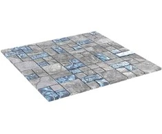 Mozaikos plytelė 22 pcs Pilka ir mėlyna 50 x 50 cm Stiklas