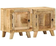 naktinė spintelė 2 vnt 40x32x46 cm medžio masyvo grubus mango