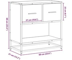 naktinė spintelė Sonoma ąžuolas 60x31x60 cm Mediena ir metalas
