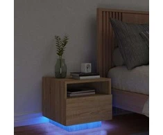 Naktinė spintelė su LED lemputėmis, ąžuolo, 40x39x37cm