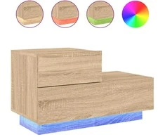 Naktinė spintelė su LED lemputėmis, ąžuolo, 70x36x40,5cm