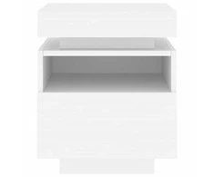 Naktinė spintelė su LED lemputėmis, balta, 40x39x48,5cm