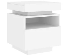 Naktinė spintelė su LED lemputėmis, balta, 40x39x48,5cm