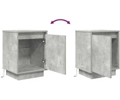 naktinė spintelė su LED lemputėmis Betoninė pilka 38x34x50 cm