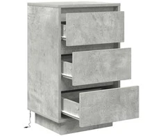 naktinė spintelė su LED lemputėmis Betoninė pilka 38x34x65 cm