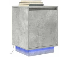 naktinė spintelė su LED lemputėmis Betoninė pilka 38x34x50 cm