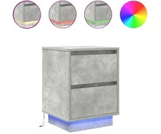 naktinė spintelė su LED lemputėmis Betoninė pilka 38x34x50 cm