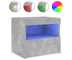 Naktinė spintelė su LED lemputėmis, betono pilka, 50x40x45cm