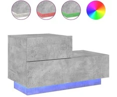 Naktinė spintelė su LED lemputėmis, betono pilka, 70x36x40,5cm