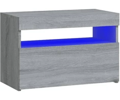 Naktinė spintelė su LED lemputėmis, pilka, Sonoma, 60x35x40cm