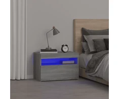 Naktinė spintelė su LED lemputėmis, pilka, Sonoma, 60x35x40cm