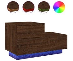 Naktinė spintelė su LED lemputėmis, ruda ąžuolo, 70x36x40,5cm