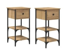 Šalia lovos spintelė su stalčių 2 pcs Ruda 33.5 x 36 x 70 cm