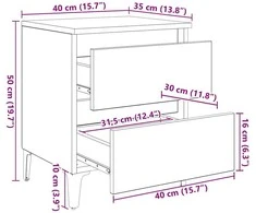 Šalia lovos spintelė 2 pcs Sena mediena 40 x 35 x 50 cm