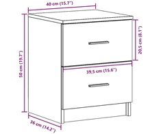 Naktinės spintelės, 2 vnt. su 2 stalčiais, ąžuolo spalvos, 40x36x50cm