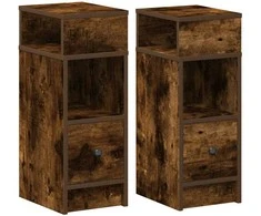 Naktinės spintelės su stalčiais, 2vnt., dūminės, 25x31x66cm