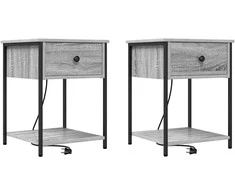 Šalia lovos spintelė 2 pcs Pilkas Sonoma 42 x 41 x 56 cm