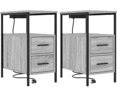 Šalia lovos spintelė 2 pcs Pilkas Sonoma 30 x 48 x 61 cm