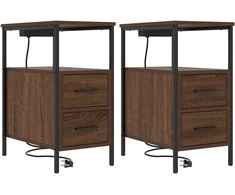 Šalia lovos spintelė 2 pcs Rudas ąžuolas 30 x 48 x 61 cm