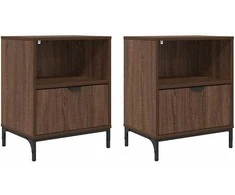 Šalia lovos spintelė 2 pcs ruda ąžuolo 49 x 36 x 61 cm