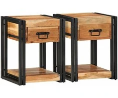 Šalia lovos spintelė su stalčių 2 pcs Ruda 40 x 35 x 50 cm