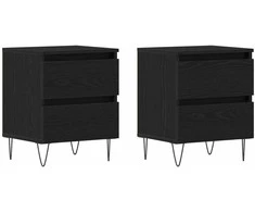 Šalia lovos spintelė 2 pcs juoda ąžuolo 40 x 35 x 50 cm