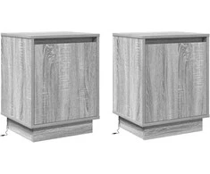 Šalia lovos spintelė 2 pcs Pilka 39 x 34,5 x 50 cm