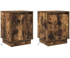 Šalia lovos spintelė su 2 pcs Rūkyta ąžuolas 39 x 34.5 x 50 cm