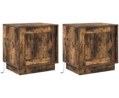 Šalia lovos spintelė 2 pcs Rūkyta ąžuolas 44 x 34,5 x 45 cm