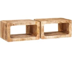 Naktinis staliukas 2 pcs Ruda Kietas mango medis