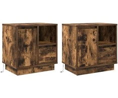 Šalia lovos spintelė 2 pcs Rūkyta ąžuolas 50 x 34,5 x 50 cm