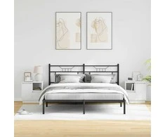 Šalia lovos spintelė su stalčių 2 pcs Balta 50 x 34,5 x 50 cm