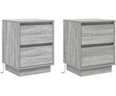 Šalia lovos spintelė su stalčių 2 pcs Pilka 39 x 34,5 x 50 cm