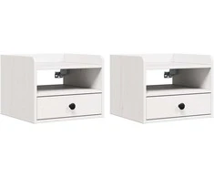 Naktinis staliukas 2 pcs Balta 38 x 36 x 29,5 cm Pušies masyvas